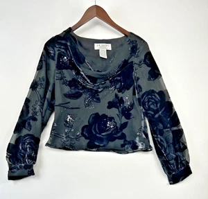 Vintage JR Nights Womens Velvet Burnout Top Size 4 P Whimsygoth Formal - Picture 1 of 19