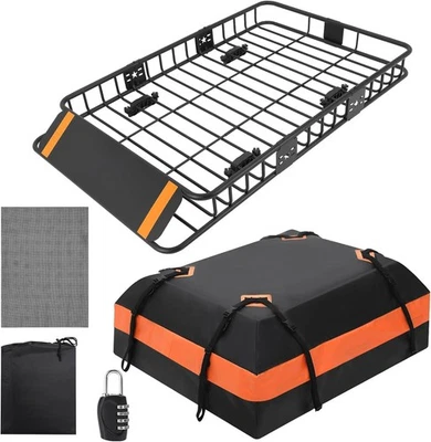 Dachkorb Auto Dachträger Dach Gepäckträger Universal Gepäckkorb Metall + Tasche - Bild 1 von 4