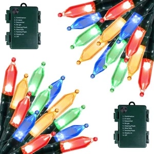 Battery Operated Christmas Lights 2 Pack 18 Feet 50 LED Clear Mini String Lig... - Picture 1 of 7