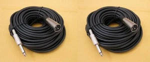 2x 50FT XLR 3Pin Male to 1/4" Mono Plug Mic Microphone Audio Cord Cable 50' Ft - Picture 1 of 1