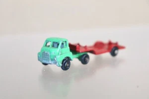BENBROS MIGHTY MIDGET BEDFORD LOW LOADER LORRY GREEN with RED TRAILER 2og - Picture 1 of 7