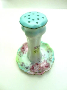 Hat Pin Holder R & S Multi Pastels Pink Roses Porcelain Trinket Tray Antique - Picture 1 of 7