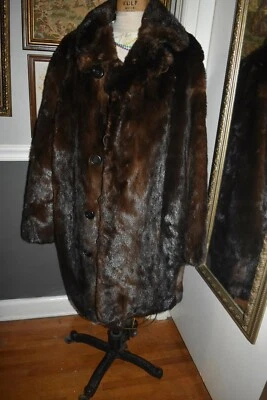 Hombre Abrigo Piel Visón Marrón Chaqueta Foto 1 de 4