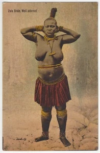 1910 Oben Ohne Nackte Schwarze Zulu Afrikanerin - Vintage Postkarte - Bild 1 von 2