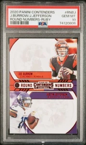 2020 Contenders Joe Burrow Justin Jefferson RUBY RC Rookie Round Numbers PSA 10 - Picture 1 of 3
