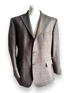 Vintage Jaguar Button-Up Blazer Brown Plaid Driving Sport Blazer Jacket Size 46L - Picture 1 of 24