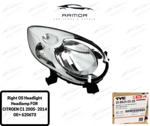 Right OS Headlight Headlamp FOR CITROEN C1 2005- 2014 OE= 620673 - Picture 1 of 7