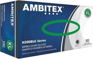 Ambitex N200BLK Series Powder Free Black Nitrile Gloves XL - Picture 1 of 1