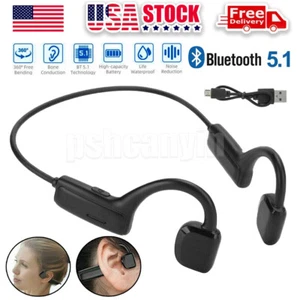 Bone Conduction Headphones Bluetooth 5.1 Wireless Earbuds Outdoor Sport Headset - Picture 1 of 12