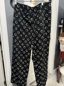Capri Pants Rafaella Womens Cropped Black Painted White CircleSize 6 Inseam 24” - Picture 1 of 5