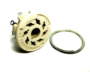 8 Pin Ceramic Amphenol USA Octal Military K8A Tube Socket & Washer 49-8 USED - Picture 1 of 2