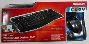 Microsoft Wireless Laser Desktop 7000 Aero Included Mouse Keyboard USB Receiver - Picture 1 of 7