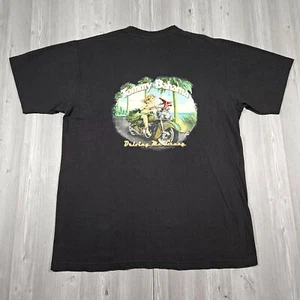 Vintage Tommy Bahama Hemd Herren Medium schwarz Relax Motorrad Papagei Pinup Girl - Bild 1 von 10