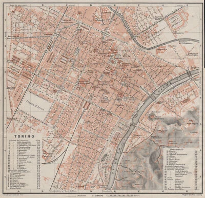 TORINO TURIN antique town city plan piano urbanistico. Italy mappa 1906 - Image 1 of 2