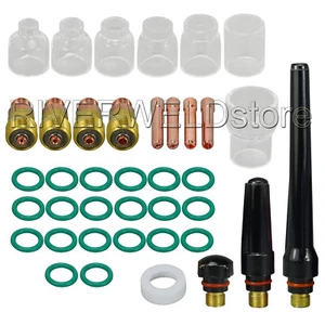 TIG Stubby Gas Lens & Collet 10N22S & Pyrex Cup #4~12 Kit for WP 17 18 26 39pcs - Picture 1 of 7