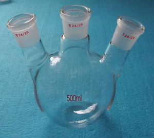 500ml 3-Neck 24/29 Round Bottom Glass Flask Three Necks Lab Chemical Bottle - Picture 1 of 4