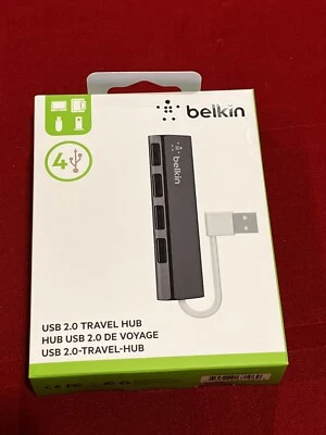 Belkin 4-Port Ultra Slim USB 2.0 Travel Hub BRAND NEW IN BOX - Image 1 of 4
