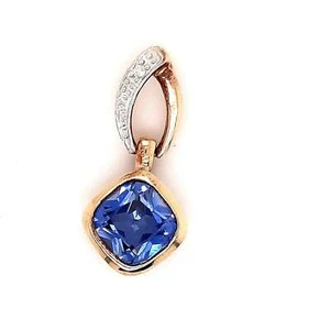 9ct Yellow Gold Spinel & Diamond Pendant - Picture 1 of 10