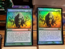 2x FOIL Overwhelming Stampede M11 MtG Magic Green Rare LP