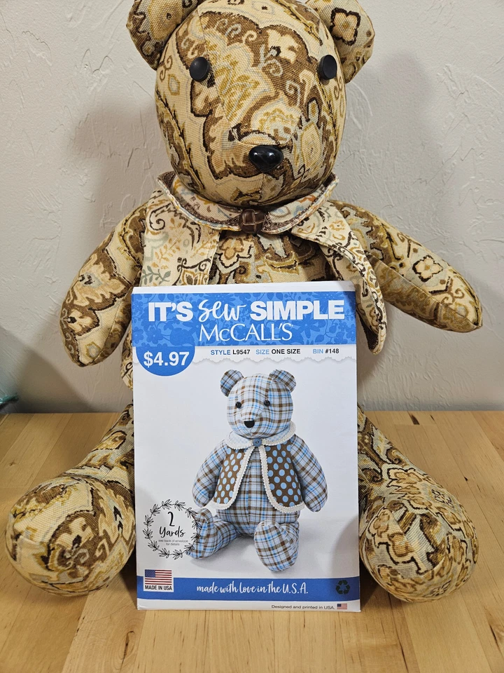 McCall's 9547 Memory Teddy Bear with Vest Sewing Pattern Uncut 18" Pattern Only - Image 1 of 1