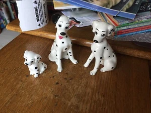 Disney One Hundred & One Dalmatians Pongo & Perdita & PUP Porcelain Figurine Set - Picture 1 of 2