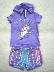 Nickelodeon Jojo Siwa Be Kind Together Shorts Outfit - Size 4 - Unicorn Hooded
