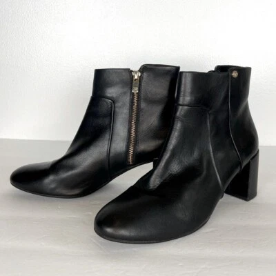 Taryn Rose Camille Women's Ankle Boots Size 40 US 9.5 Black Leather Block Heel - Image 1 of 4