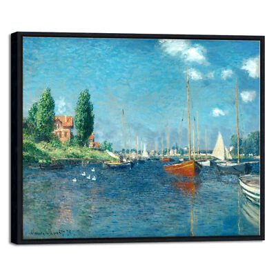 Arte en lienzo enmarcado Barcos rojos en Argenteuil por Claude Monet impresión en lienzo arte de pared Foto 1 de 4