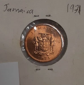 1971 Jamaica One Cent FAO Coin Coat of Arms/Ackee Fruit  BU - Picture 1 of 2