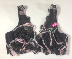 Mini frangia nuova con etichette Victoria's Secret Pinka pizzo ritaglio bralette floreale rosa nero -S - Foto 1 di 9