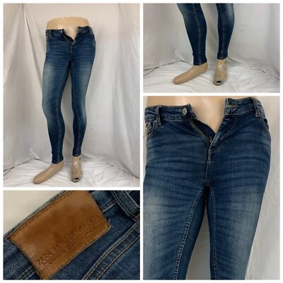 Zara Basic Denim Jeans Sz 4 Dark Cotton Stretch Low Rise Skinny Z1975 YGI R1-797 - Image 1 of 4