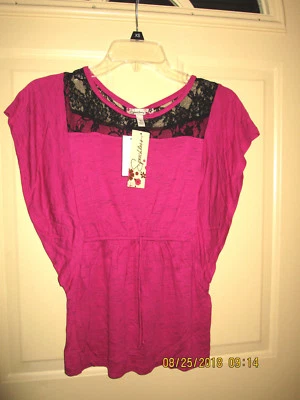 SPEECHLESS batwing sleeves top with black lace size L ( 10/12) NEW - Image 1 of 4