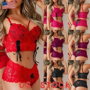 Sexy Lingerie Set Women Push Up Bra Briefs Panties Babydoll Underwear Sleepwear - Picture 1 of 18
