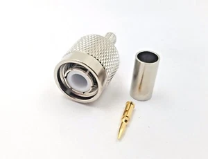 2pcs Connettore RF TNC Maschio Crimpatura Teflon Isolamento LMR 195 223/U 58/U - Foto 1 di 1
