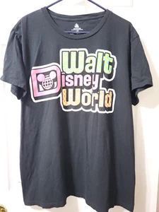 Walt Disney World Retro Checker Logo 50th Anniversary Mens Size XL Black T-Shirt - Picture 1 of 10