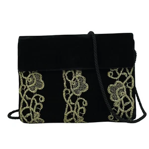 Bandolera de hombro de terciopelo FENDI negra dorada - Imagen 1 de 10
