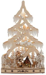 HOME AFFAIRE Dekobaum Schneelandschaft, mit LED Beleuchtung mit Hütte und Skifah - Bild 1 von 5