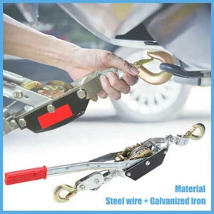 2 Ton 4400LBS Power Puller Hand Winch Steel Cable Come Along Tighter w/ 2 Hooks - Picture 1 of 21