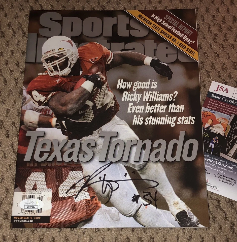 RICKY WILLIAMS SIGNED SPORTS ILLUSTRATED MAGAZINE AUTOGRAPH JSA TEXAS FOOTBALL  - Image 1 of 1