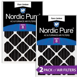 20x20x4 (3 5/8) Pure Carbon Pleated Odor Reduction Merv 8 Furnace Filters 2 Pack - Picture 1 of 7
