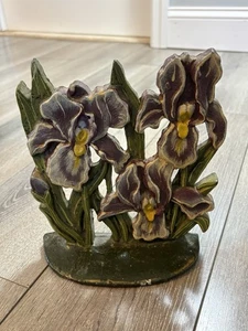 Tope de puerta de hierro fundido vintage iris iris pesado - Imagen 1 de 11