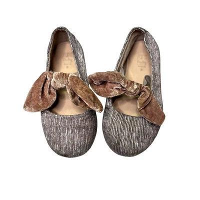 Zara Baby платье туфли, девочки Mary Janes бархат банты, пыльный розовый/коричневый, размер 24 - Изображение 1 из 4