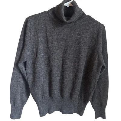Suéter gris cuello alto mediano pequeño 100 % lana merino de colección Lord & Taylor para mujer Foto 1 de 2