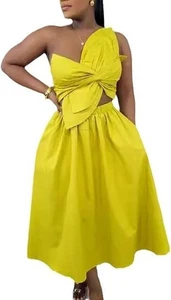 Molisry Women's Summer One Shoulder Dress Spaghetti Strap Cut Out Sleeveless XL - Picture 1 of 2