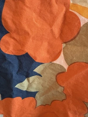 Marimekko??  VTG Yellow Orange Crate & Barrel Tablecloth 60 x 90 cotton bright - Image 1 of 4