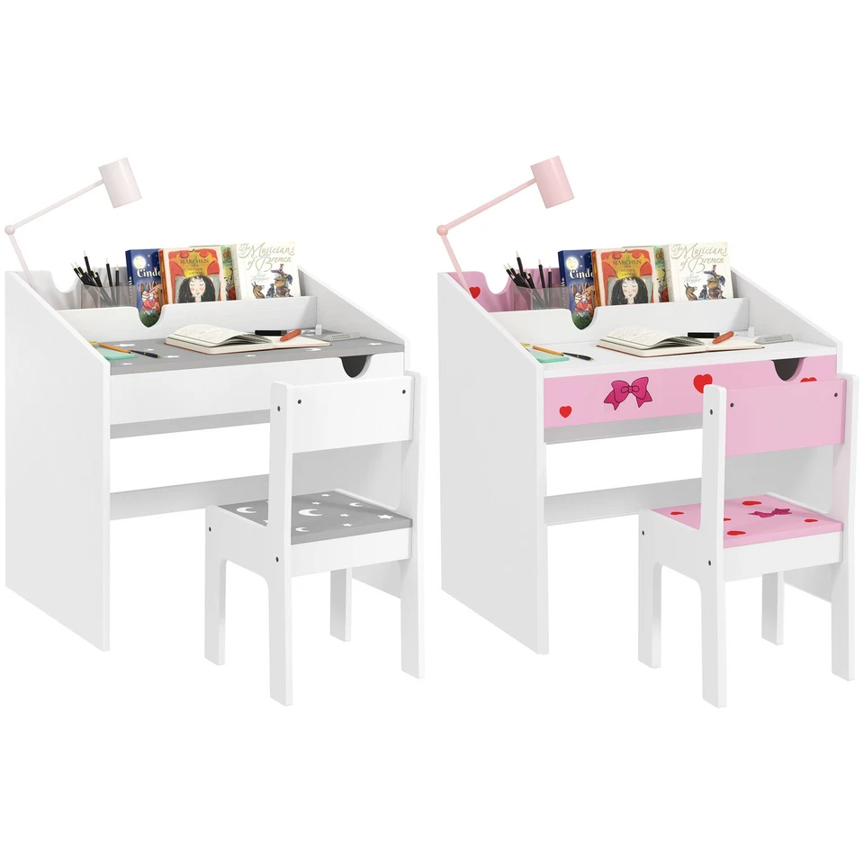 Qaba Kids Desk and Chair Set, Kids Study Desk w/ Storage - Image 1 of 1