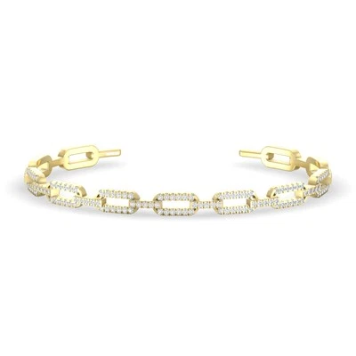 10k Yellow Gold Lab Grown Diamond Fashion Bangle Bracelet For Women 7.5" - Image 1 of 4