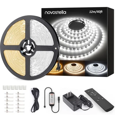 40ft Tunable White LED Strip Light 1344 LEDs Dimmable 3000K-6500K 24V Remote ... - Image 1 of 4