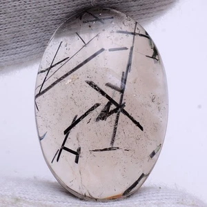 44.60 Ct Natural Tourmaline Rutile Quartz Untreated Black Needles Loose Gemstone - Picture 1 of 7