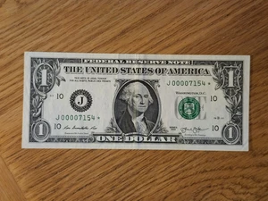 2013 $1 RARE KANSAS CITY District "STAR NOTE" J00007154* ONLY 250K Printed  - Picture 1 of 5
